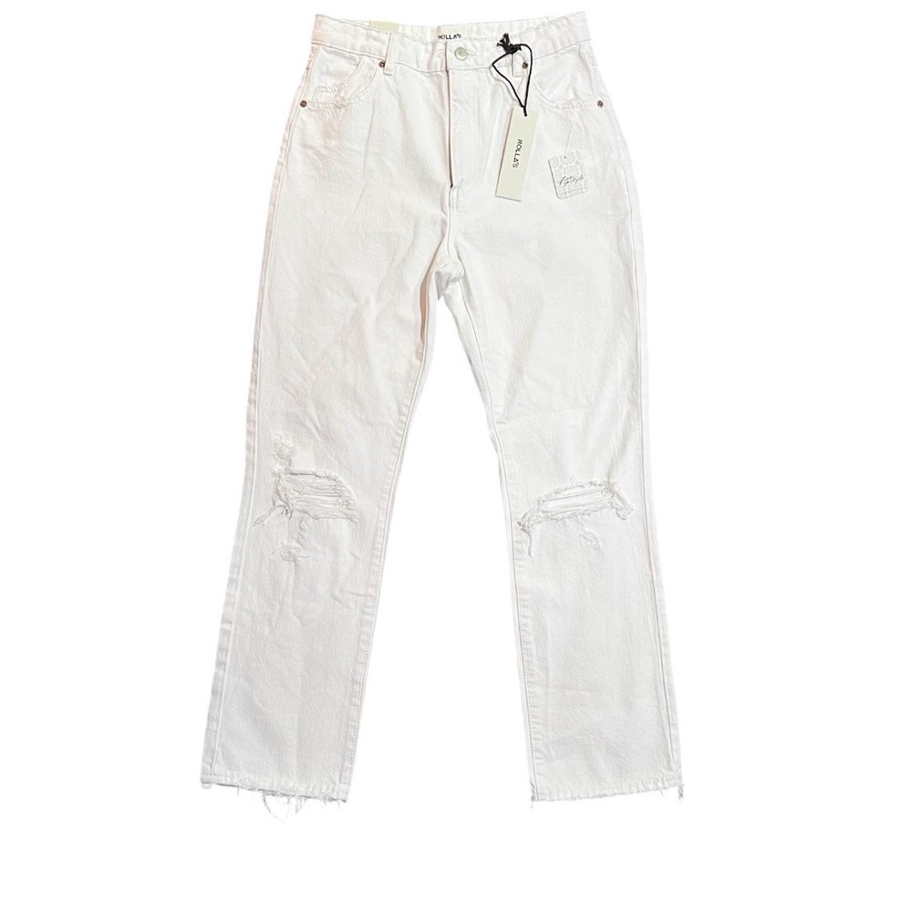 ROLLA'S Free People White Distressed Straight-Leg Jeans High Rise Size 28 - Picture 2 of 9